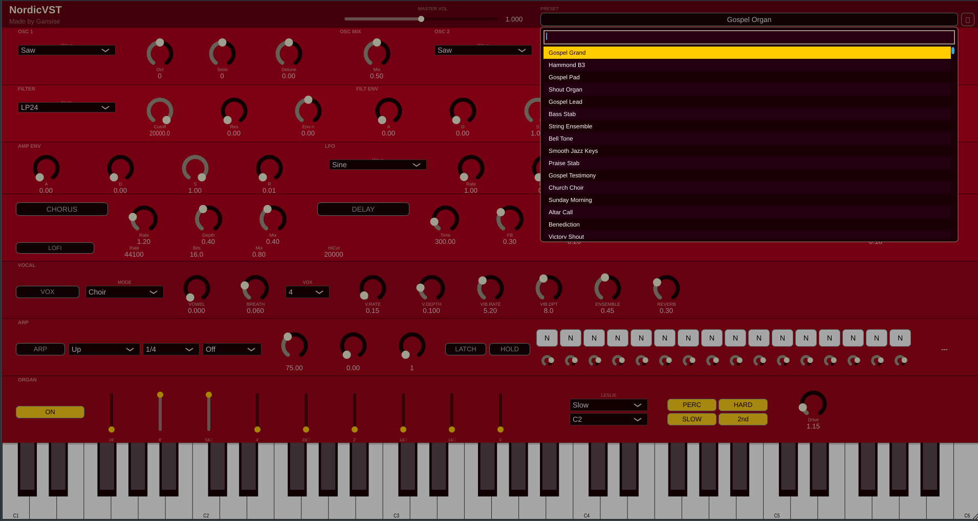 NordicVST Settings Interface
